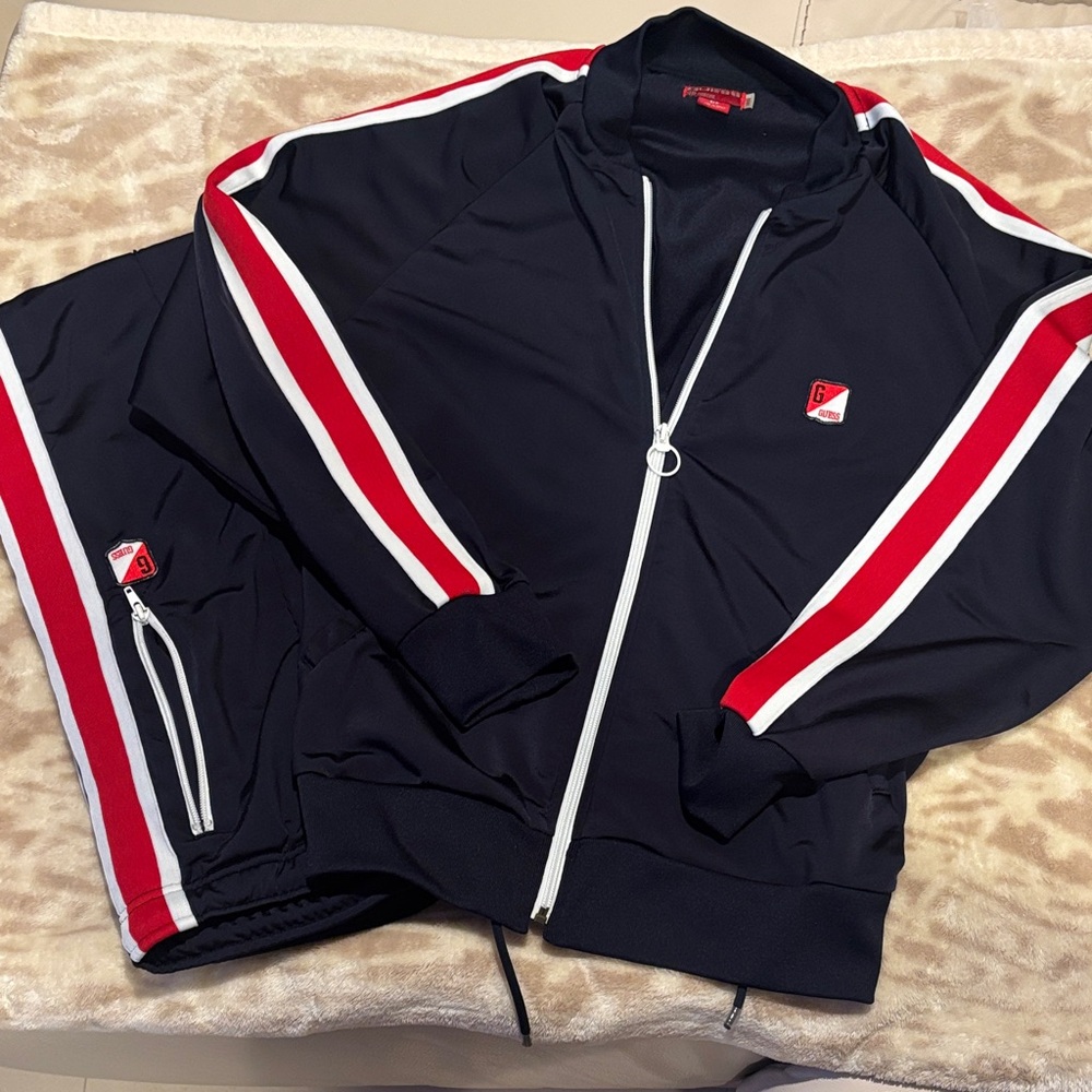 Guess Navy and Red Track Suit
